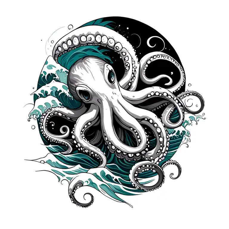 Octopus And Waves Crashing