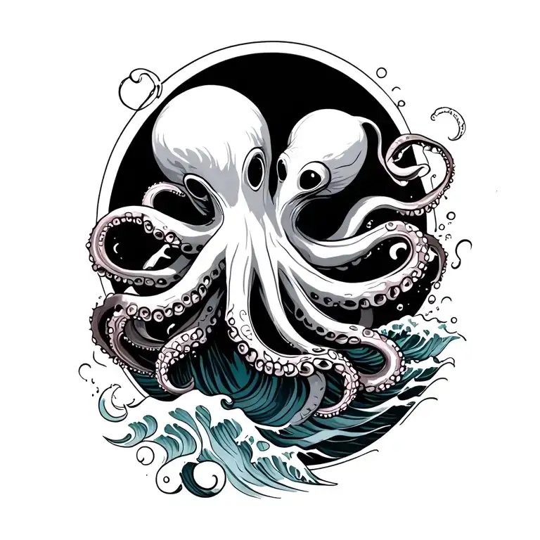 Octopus And Waves Crashing