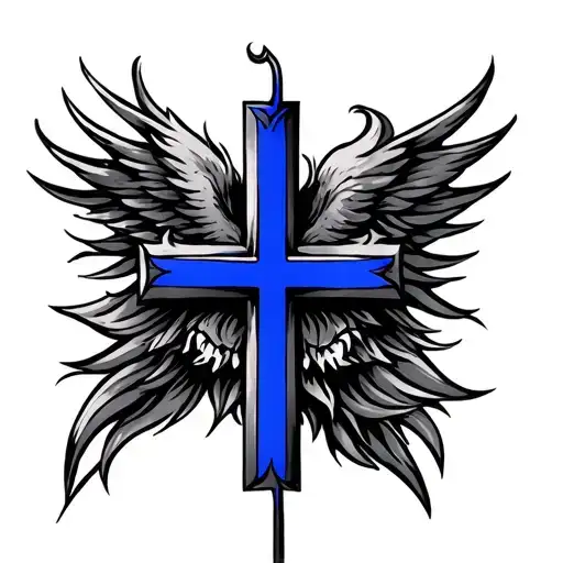 Cross And Thin Blue Line Tattoo Sleeve