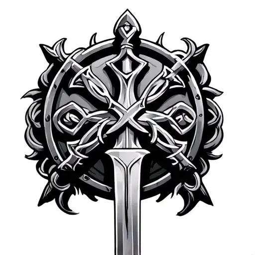 Celtic Cross War Sword Shield