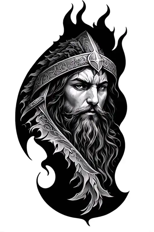 Real Norse Mythology Tattoo On A Leg