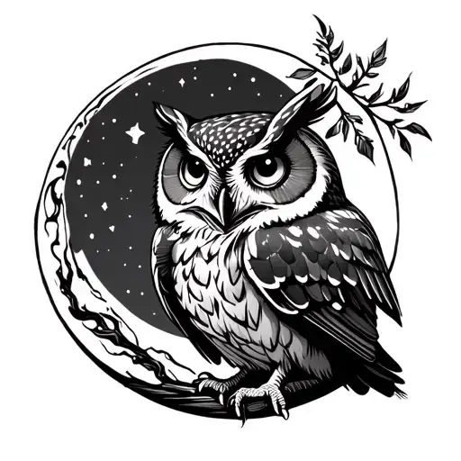 Owl And Moon
