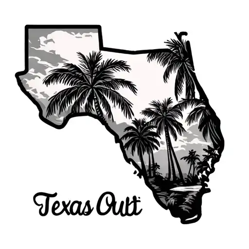 Texas State Out Line With Palm Trees Florida