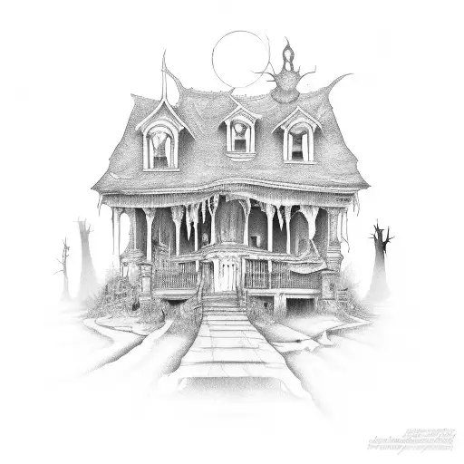 Haunted House Surounded By Darkness