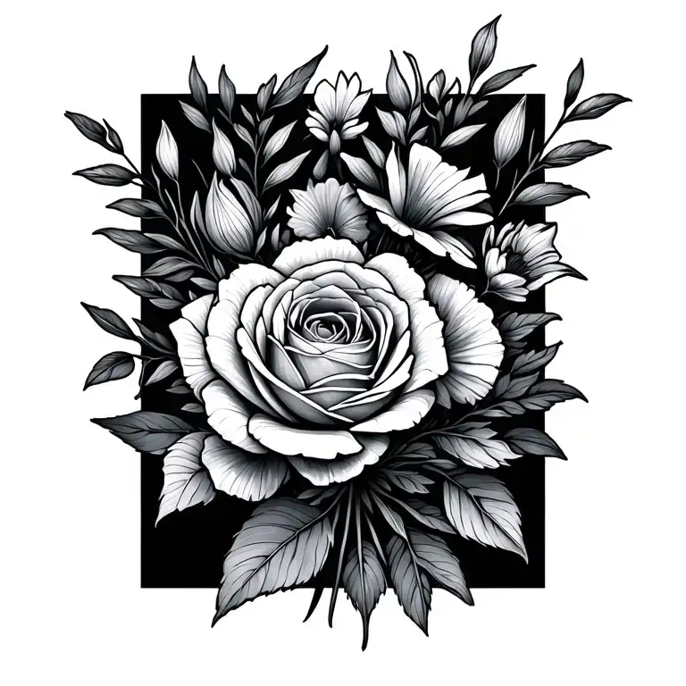 Small Bouquet Fine Line Realism