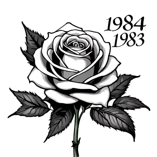 A Rose With The Numbers 1984 & 1983 Written