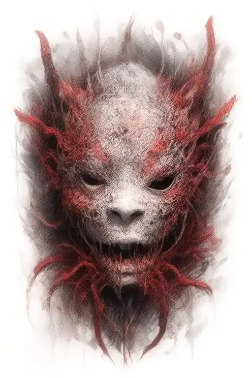 Oni Mask And Red Spider Lily