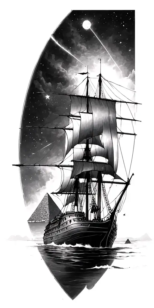 Old British Galleon Below The 3 Pyramids Of Gyiza Alligned With Orions Belt