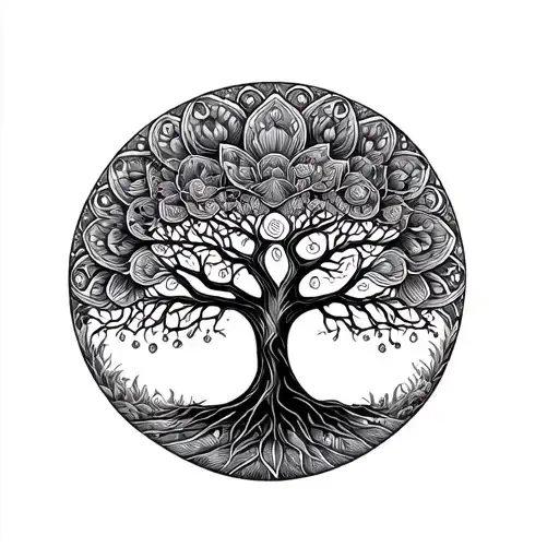 Tree Of Life With A Mandala Design Incorporating