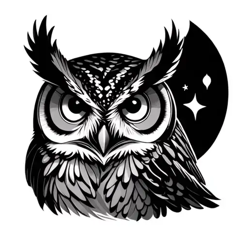 Owl And Moon