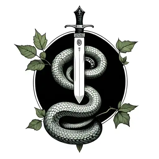 Ivy Leaves Knife Snake Intertwined