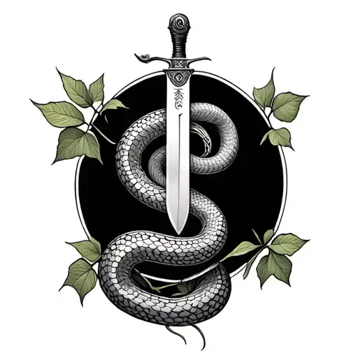 Ivy Leaves Knife Snake Intertwined