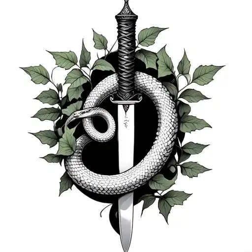 Ivy Leaves Knife Snake Intertwined
