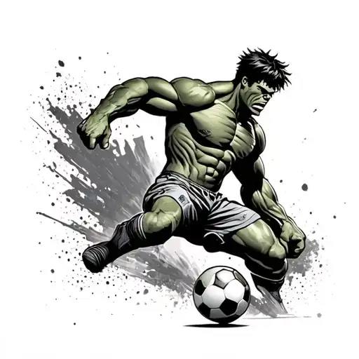 Incredible Hulk Soccer Player Kicking A Ball