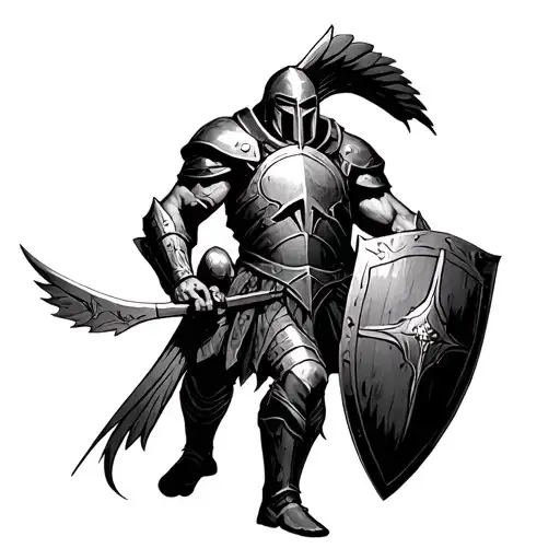 Spartan Warior Shield Protecting His Family