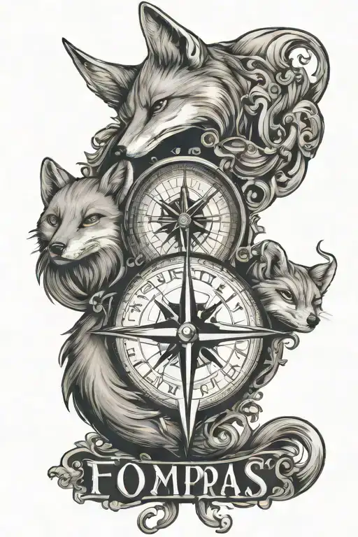 Fox And Compass With Word Henry