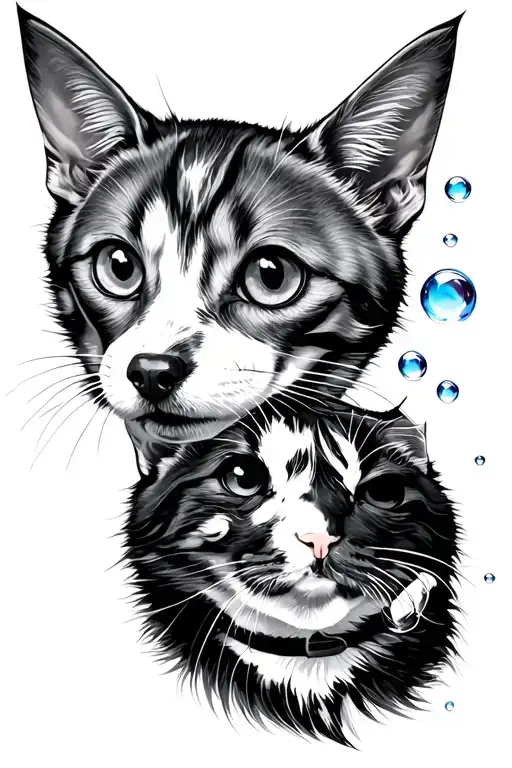 Dog And Cat Head Bubbles Above Them