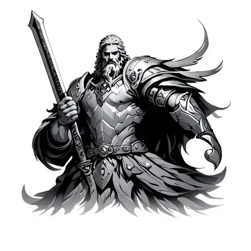 God Zeus As A Sci Fi Warrior Wielding A Sword And Wearing Advanced Armour