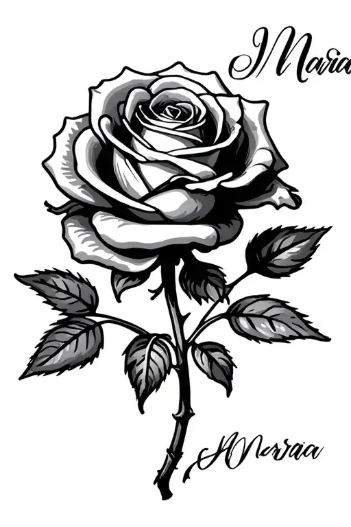 Rose With The Name Maria As The Stem