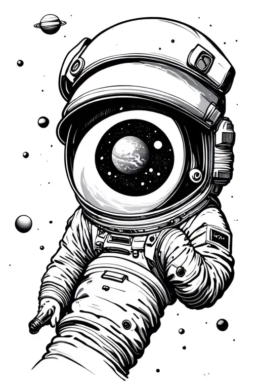 Eye Magnifying Glass Space Astronaut Planets