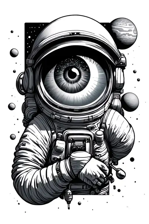 Eye Magnifying Glass Space Astronaut Planets