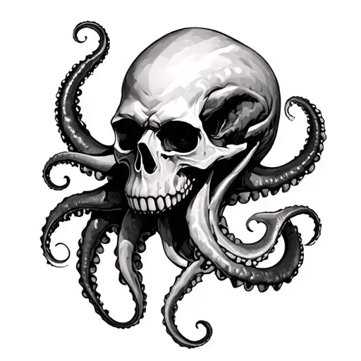 Kraken With A Skull Head