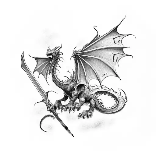 An Occidental Dragon Crossed Mixed With A Sword