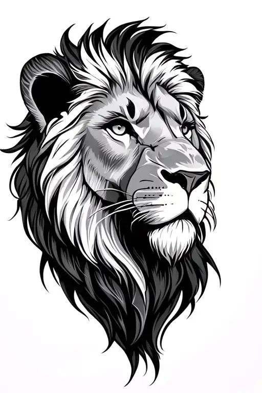 Lion With White & Black Hair