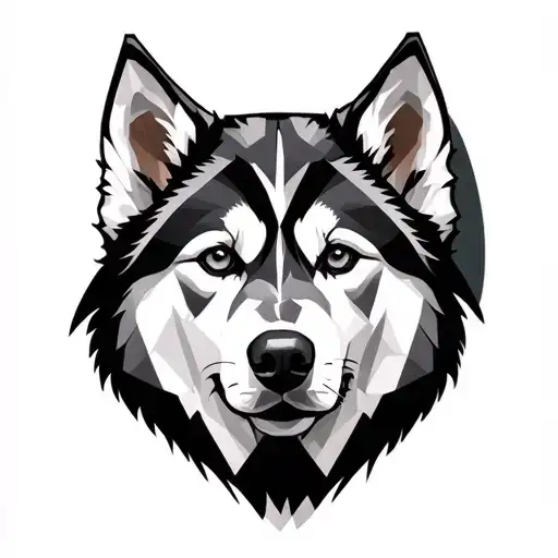 Husky Face With Geometric