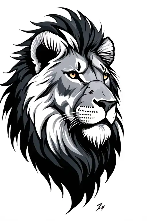 Lion With White Patch Hair