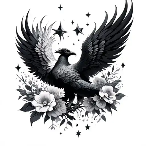 Phoenix Flowers Stars Shining