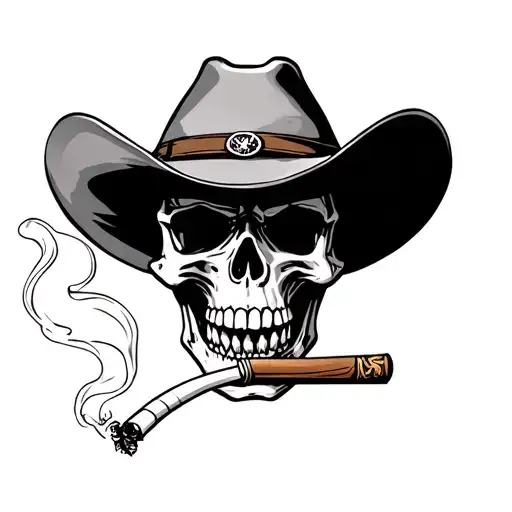Cowboy Skull Smoking Cigarette