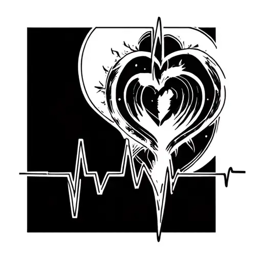 Heartbeat Fine Line Tattoo Design