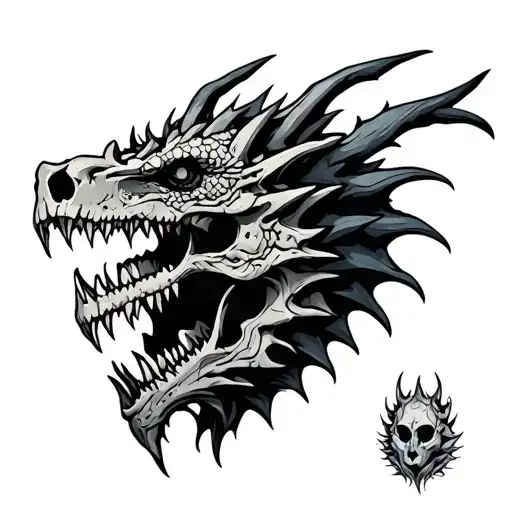 Zombified Nordic Dragon Skull