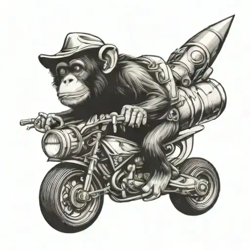 Cowboy Chimpanzee Riding A Rocket