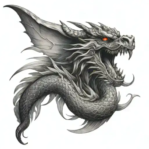 Serpentine Dragon With Feathers