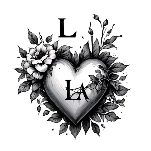 Initial L And A Heart