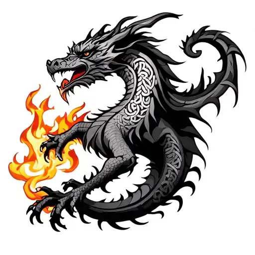 Celtic Dragon Breathing Fire