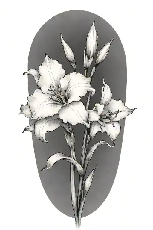 Black And White Gladiolus Flower Stem