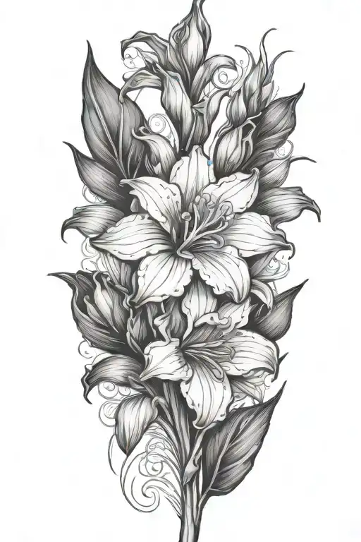 Black And White Gladiolus Flower Stem
