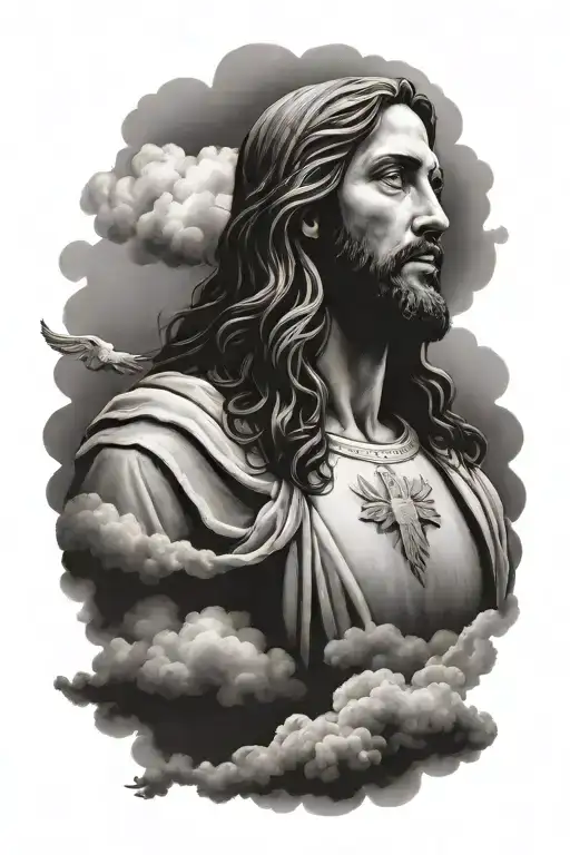 Jesus Side Profile In The Clouds