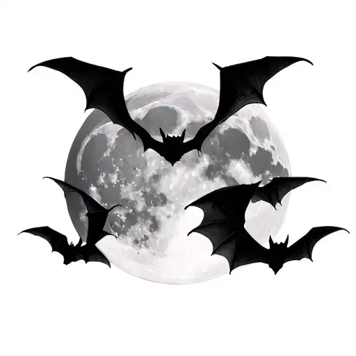 Bats Flying With The Moon