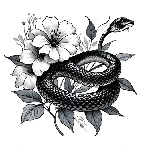 Snake And Flowers