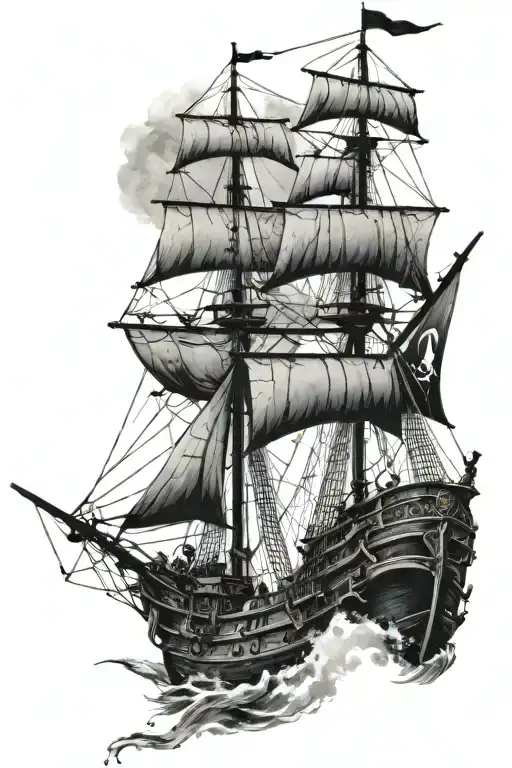 Black Pearl Ship From Pirates Of The Caribbean Nautical Map