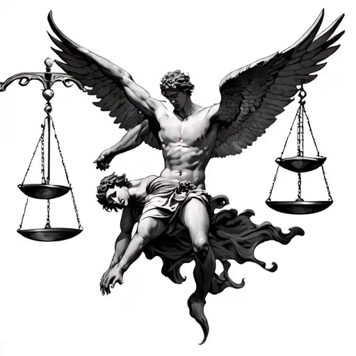 Icarus Falling With Law Scales Above