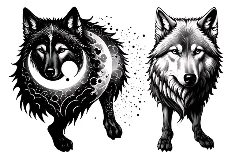 Wolf Made From The Moon Phases
