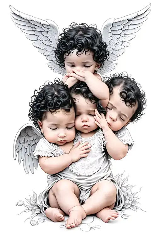 See No Evil Hear See Speak No Evil Baby Angels With Black Curly Hair