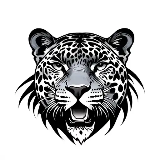 Black And Grey Jaguar Tattoo Walking Forward