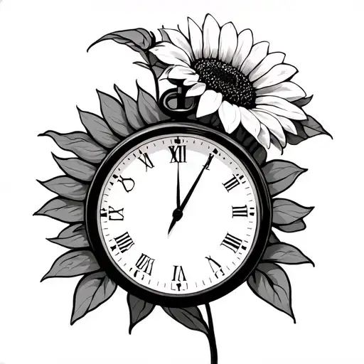 Time Clock Ribbon Sunflower Cancer