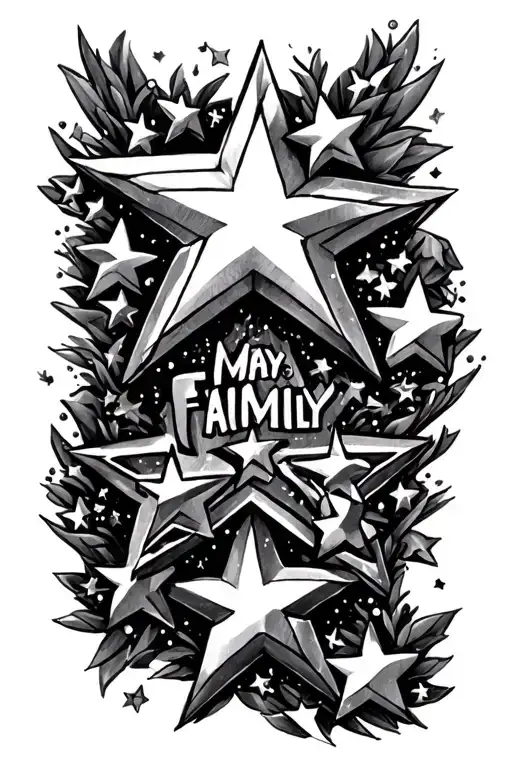 One Big Star Surrounded By Smaller Stars Representing My Family